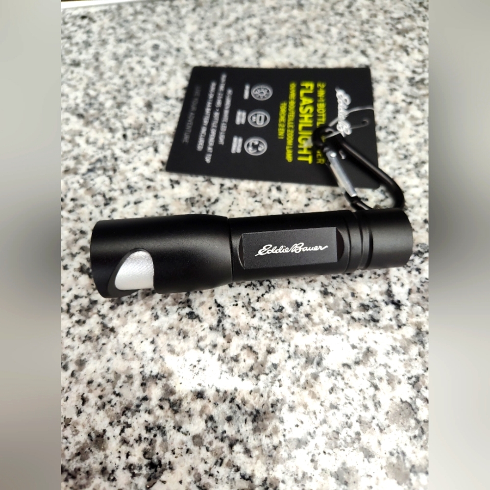 Eddie Bauer Brand Flashlight/Bottle Opener/Carabiner. GREEN OR Black Color. NWT